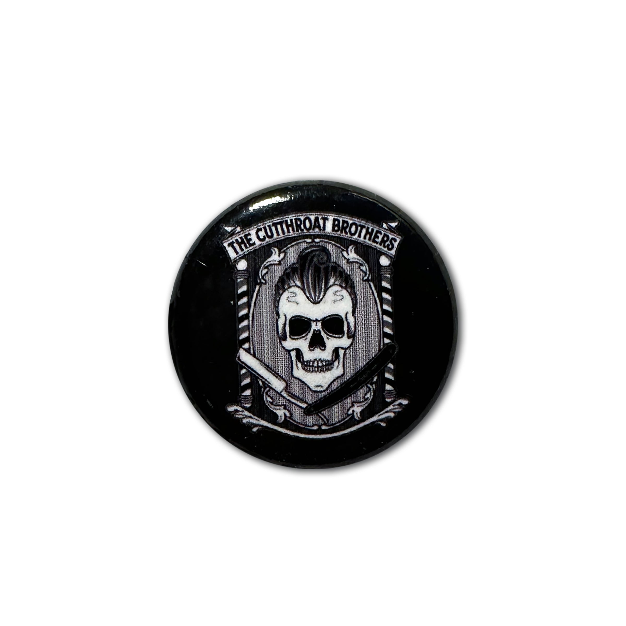 THE CUTTHROAT BROTHERS - BARBER SKULL BUTTON